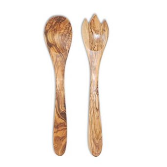 Beldinest Olive Wood Salad Servers ( Spoon And Spork - 12")