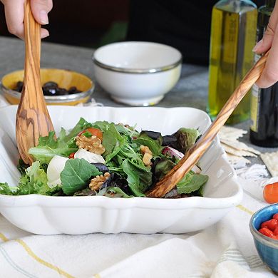 Beldinest Olive Wood Salad Servers ( Spoon And Spork - 12")