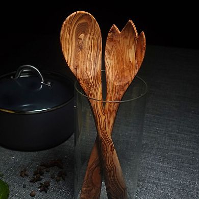 Beldinest Olive Wood Salad Servers ( Spoon And Spork - 12")