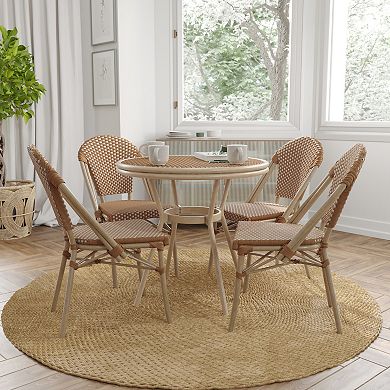 Merrick Lane Bistro Set With Pe Rattan Pattern & Metal Frame