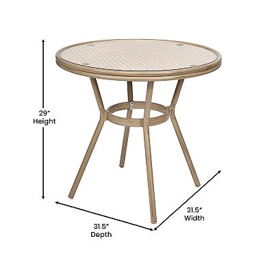 Merrick Lane Bistro Set With Pe Rattan Pattern & Metal Frame