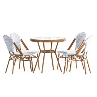 Merrick Lane Bistro Set With Pe Rattan Pattern & Metal Frame