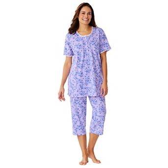 Only Necessities Plus Size 2 pc Pintuck Tee And Capri Sleep Set