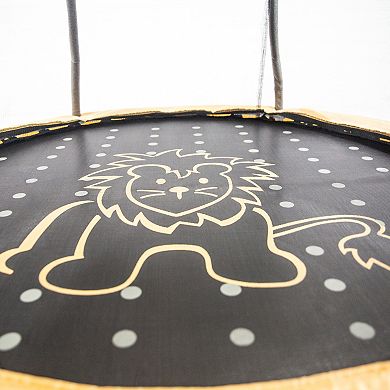 Skywalker Trampolines 60 IN Indoor Mini Trampoline, Rebounder For Kids, Enclosure Net, Yellow, Lion