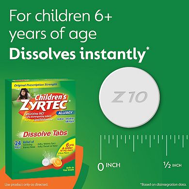 Children’s Zyrtec® Allergy Dissolve Tabs, Citrus, 24 Count