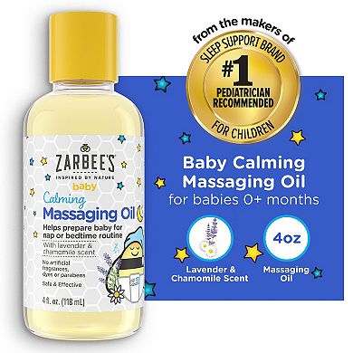 Zarbee's Naturals Baby Calming Massage Oil, Lavender & Chamomile, 4 fl oz