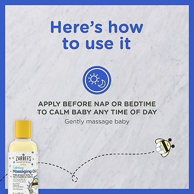 Zarbee's Naturals Baby Calming Massage Oil, Lavender & Chamomile, 4 fl oz