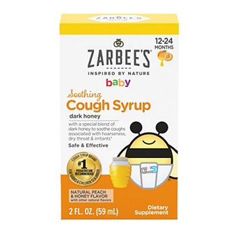 Zarbee's Naturals Baby Soothing Cough Syrup with Dark Honey, Natural Peach & Honey Flavor, 2 Fl Oz