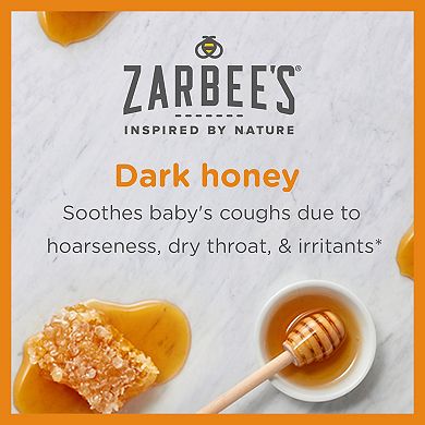 Zarbee's Naturals Baby Soothing Cough Syrup with Dark Honey, Natural Peach & Honey Flavor, 2 Fl Oz