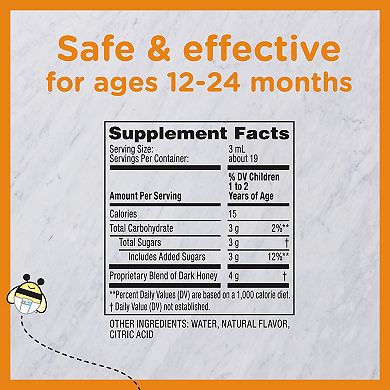 Zarbee's Naturals Baby Soothing Cough Syrup with Dark Honey, Natural Peach & Honey Flavor, 2 Fl Oz