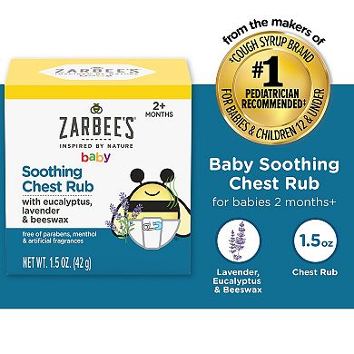 Zarbee's Naturals Baby Soothing Chest Rub, Eucalyptus, Lavender & Beeswax, 1.5 oz