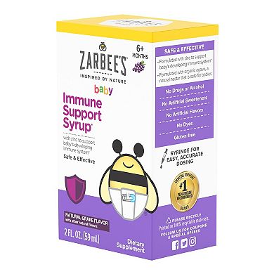 Zarbee's Naturals Baby Immune Support with Zinc, Natural Grape Flavor, 2oz