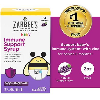 Zarbee's Naturals Baby Immune Support with Zinc, Natural Grape Flavor, 2oz
