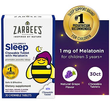 Zarbee's Children's Sleep Chewables with Melatonin - Natural Grape Flavor - 30 Count