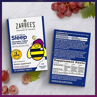 Zarbee's Children's Sleep Chewables with Melatonin - Natural Grape Flavor - 30 Count