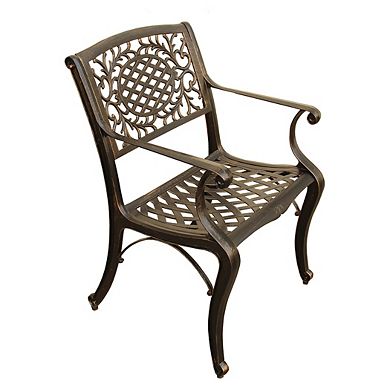 Modern And Outdoor Aluminum 59 Inch Bronze Round Dining Set With Lazy Susan And Six Chairs
