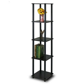 5 tier Square Corner Display Shelf Bookcase In Espresso/black