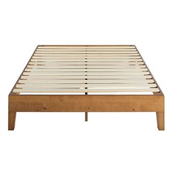 King Modern Classic Solid Wood Slat Platform Bed Frame In Natural Finish