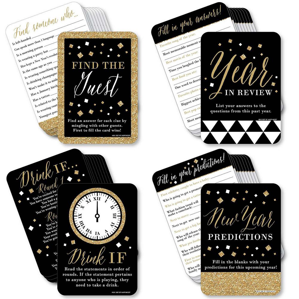 Big Dot Of Happiness New Years Eve Gold 4 New Year Party Games 10 Cards ...