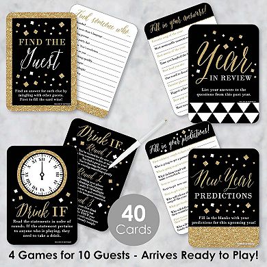 Big Dot Of Happiness New Years Eve Gold 4 New Year Party Games 10 Cards ...
