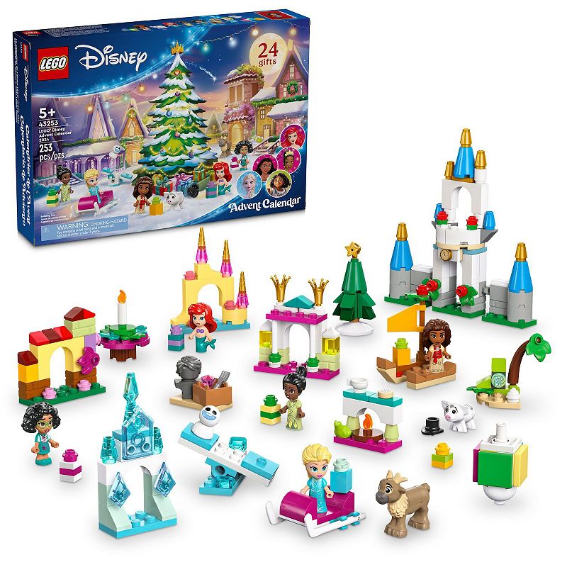 lego - disney advent calendar 2024 buildable christmas toy for kids 43253