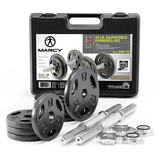 40 Lb Adjustable Dumbbell Set Pair Of Iron Weights With Case Marcy Ads 42