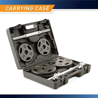 40 Lb Adjustable Dumbbell Set Pair Of Iron Weights With Case Marcy Ads 42