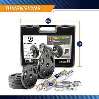 40 Lb Adjustable Dumbbell Set Pair Of Iron Weights With Case Marcy Ads 42