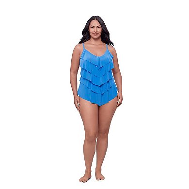 Plus Size Trimshaper Solid Rachel Tankini Top