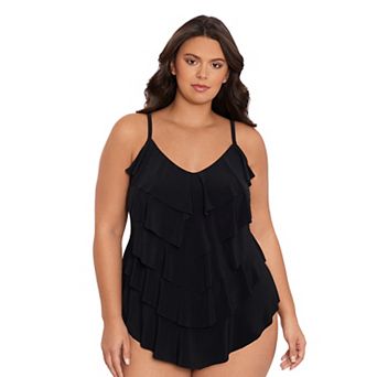 Plus Size Trimshaper Solid Rachel Tankini Top