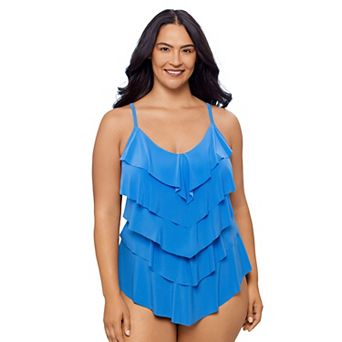 Plus Size Trimshaper Solid Rachel Tankini Top