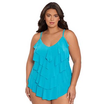 Plus Size Trimshaper Solid Rachel Tankini Top