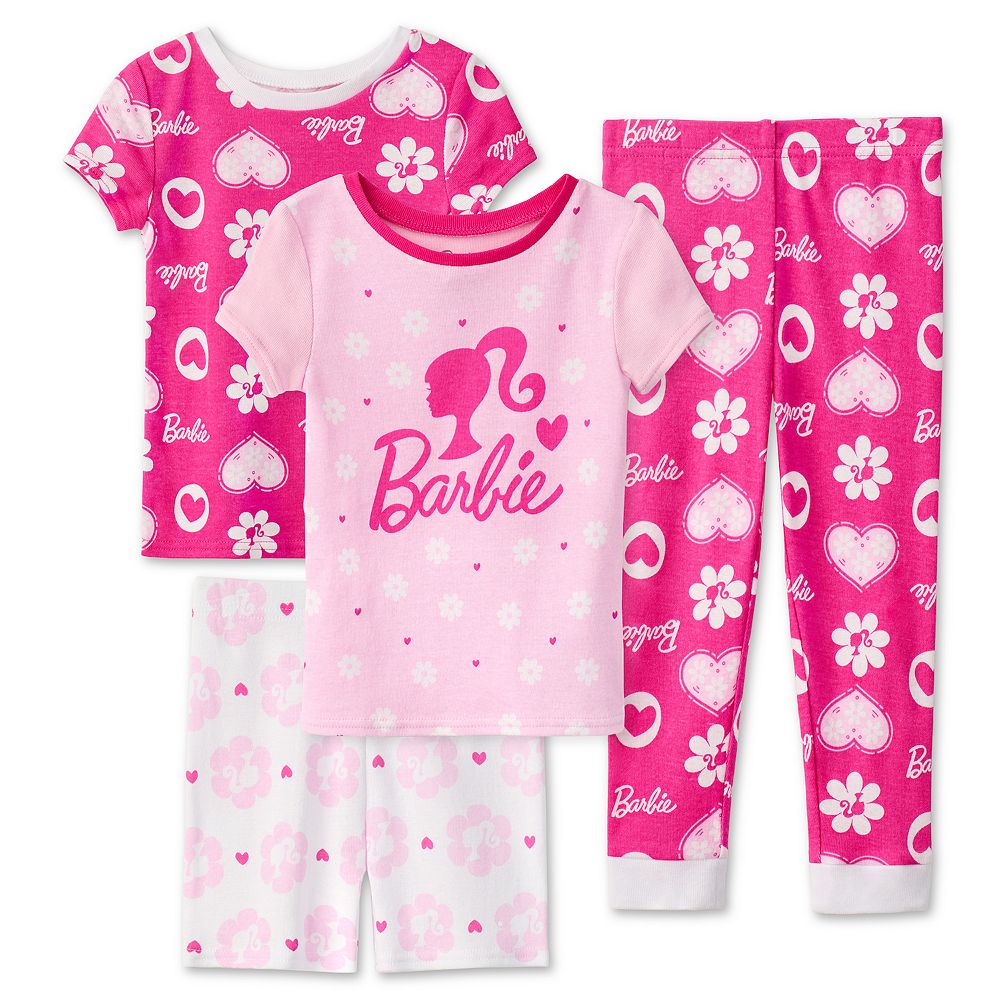 Toddler Girls Barbie® Pajama Shirts, Pajama Pants, and Pajama Shorts 4-Piece Set