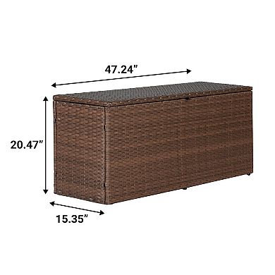 Nino 47.24" Modern Minimalist Outdoor Faux Wicker Deck And Patio Storage Box