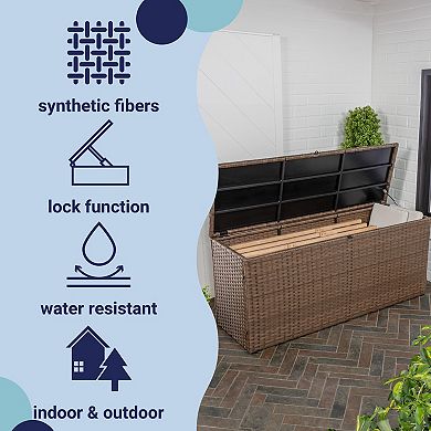 Nino 47.24" Modern Minimalist Outdoor Faux Wicker Deck And Patio Storage Box
