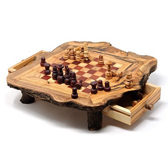 Rustic Red Olive Wood Chess Set- Luxury Edition- Wooden Chess Set