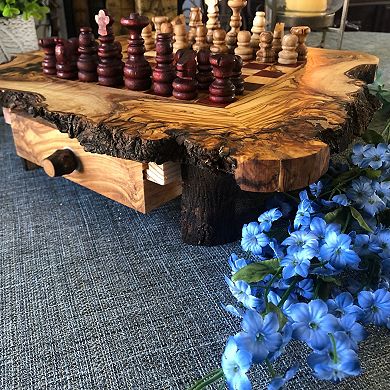 Rustic Red Olive Wood Chess Set- Luxury Edition- Wooden Chess Set