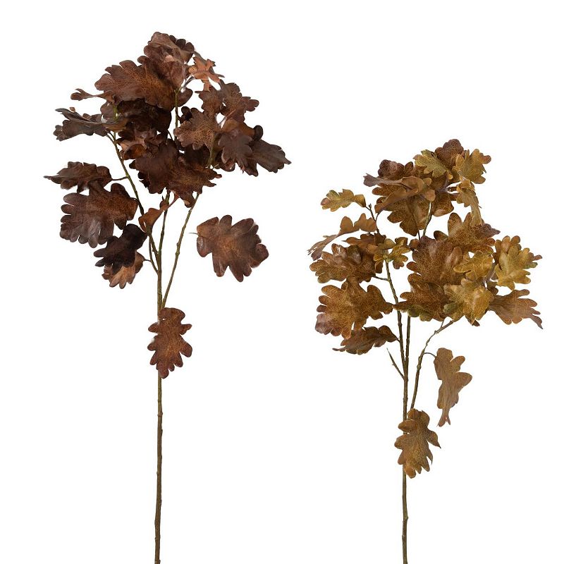 Artificial Oak Leaf Stem Brown 31 H Set of 2