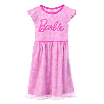 Toddler Girl Barbie® Crewneck Flutter Sleeve Fantasy Nightgown
