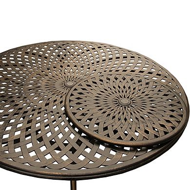 Contemporary Modern Outdoor Mesh Lattice Alumum 59 Ch Round Dg Table With Lazy Susan