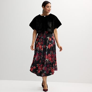 Women's Robbie Bee Faux Fur with Satin Lining Cape Completer