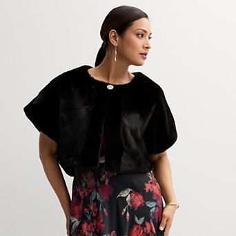 Women's Robbie Bee Faux Fur with Satin Lining Cape Completer