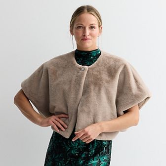 Women's Robbie Bee Faux Fur with Satin Lining Cape Completer