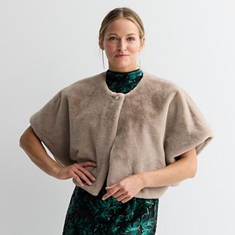 Women's Robbie Bee Faux Fur with Satin Lining Cape Completer