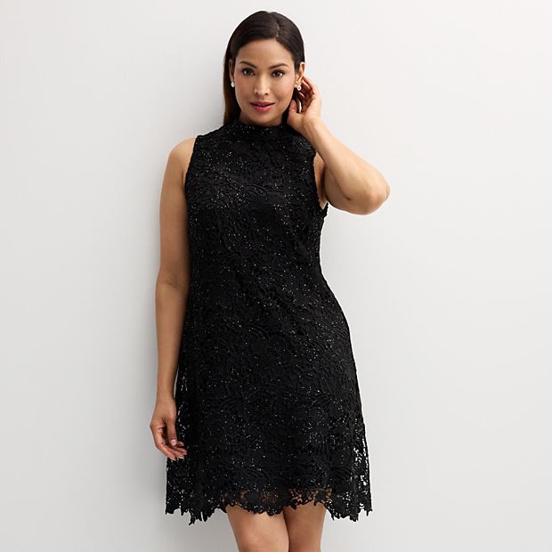 black lace shift dress Patterned Sleeveless A-line Lace Shift Dress main image 0