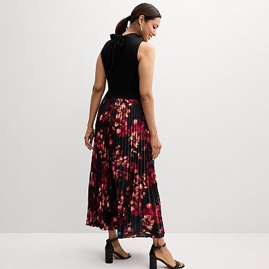 Women's Robbie Bee Sleeveless Mockneck Twofer Dress