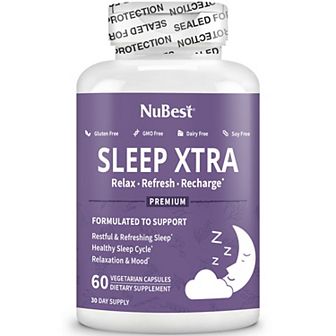 NuBest Sleep Xtra, Natural Non-habit Forming Sleep Aid For Teens & Adults, 60 Vegan Capsules