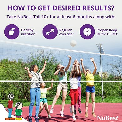 NuBest Tall 10+, Height Growth Supplement For Ages 10+, For Milk Drinkers, 60 Capsules