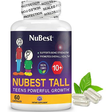 NuBest Tall 10+, Height Growth Supplement For Ages 10+, For Milk Drinkers, 60 Capsules
