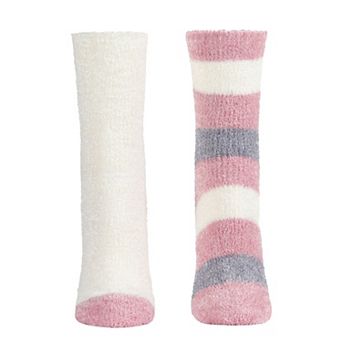 Chenille Striped/Solid Cozy Crew 2 Pair Pack